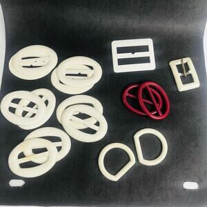 vintage belt buckles 1970s 80s plastic oval rectangle d rings crafts dress makin